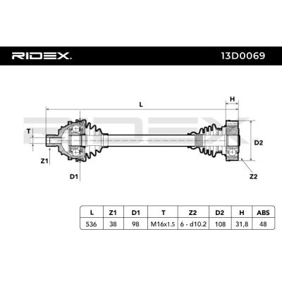 Półoś Napędowa RIDEX 13D0069 13D0069 - foto 5