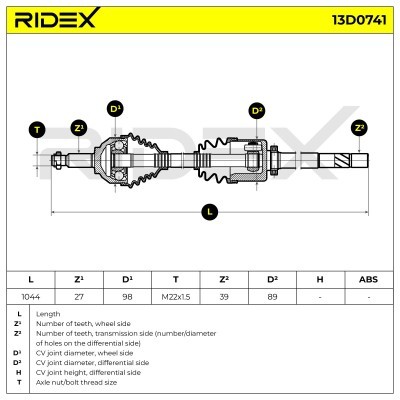 Półoś Napędowa RIDEX 13D0741 13D0741 - foto 7