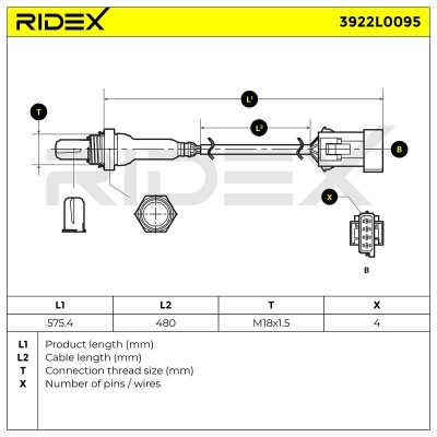 Sonda Lambda RIDEX 3922L0095 3922L0095 - foto 6