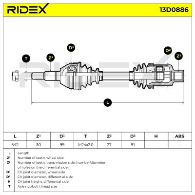 Półoś Napędowa RIDEX 13D0886 13D0886 - foto 7