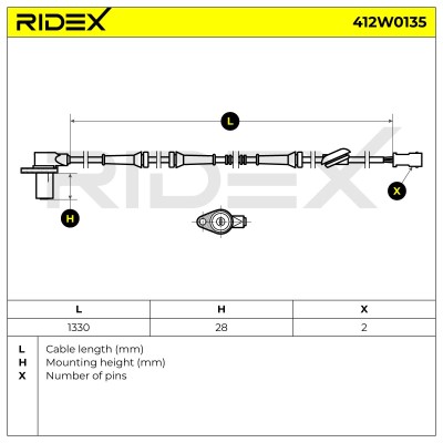 Czujnik ABS RIDEX 412W0135 412W0135 - foto 3
