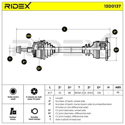 Półoś Napędowa RIDEX 13D0137 13D0137 - foto 6