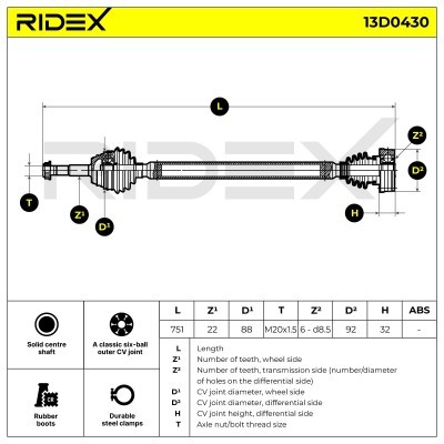 Półoś Napędowa RIDEX 13D0430 13D0430 - foto 7