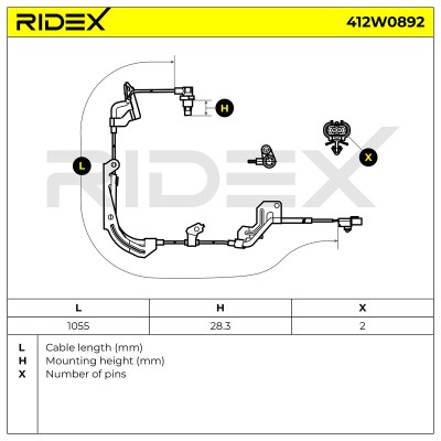 Czujnik ABS RIDEX 412W0892 412W0892 - foto 8