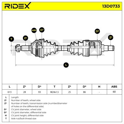 Półoś Napędowa RIDEX 13D0733 13D0733 - foto 7