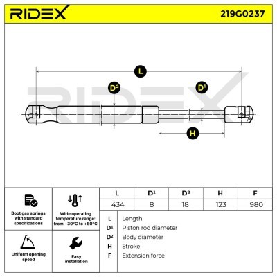 Amortyzator Pokrywy Bagażnika RIDEX 219G0237 219G0237 - foto 6