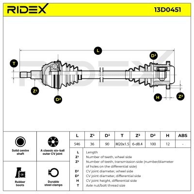 Półoś Napędowa RIDEX 13D0451 13D0451 - foto 7