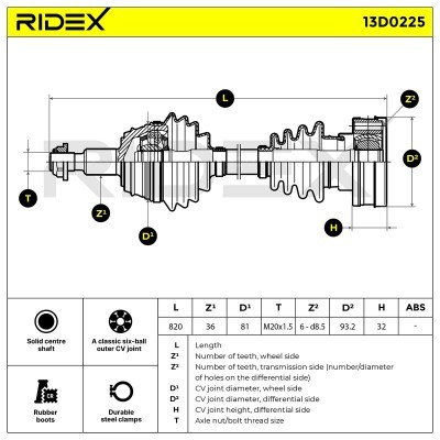 Półoś Napędowa RIDEX 13D0225 13D0225 - foto 5