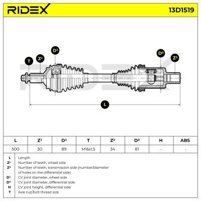 Półoś Napędowa RIDEX 13D1519 13D1519 - foto 7