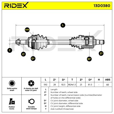 Półoś Napędowa RIDEX 13D0380 13D0380 - foto 5