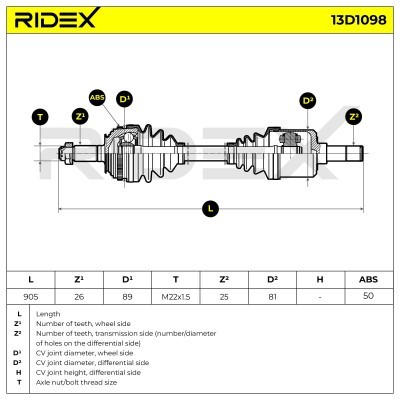 Półoś Napędowa RIDEX 13D1098 13D1098 - foto 7