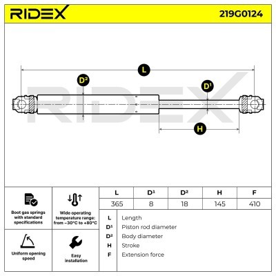 Amortyzator Pokrywy Bagażnika RIDEX 219G0124 219G0124 - foto 7
