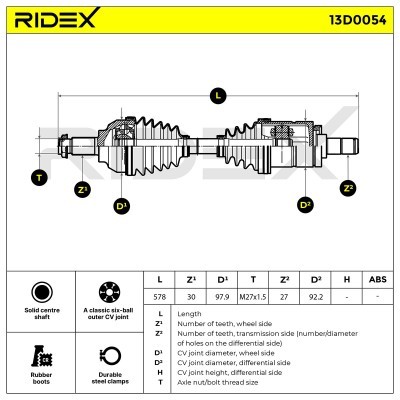 Półoś Napędowa RIDEX 13D0054 13D0054 - foto 6