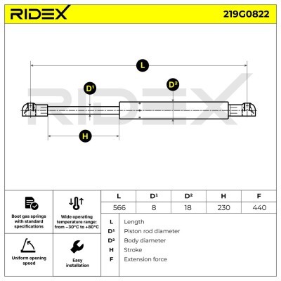 Amortyzator Pokrywy Bagażnika RIDEX 219G0822 219G0822 - foto 6