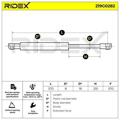 Amortyzator Pokrywy Bagażnika RIDEX 219G0282 219G0282 - foto 6
