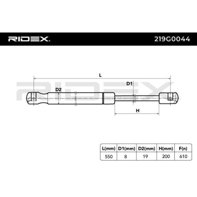 Amortyzator Pokrywy Bagażnika RIDEX 219G0044 219G0044 - foto 6