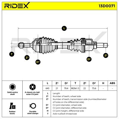Półoś Napędowa RIDEX 13D0071 13D0071 - foto 7