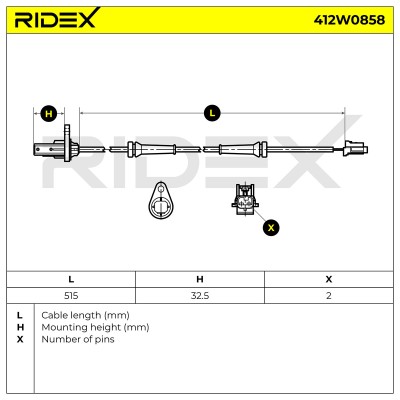 Czujnik ABS RIDEX 412W0858 412W0858 - foto 6