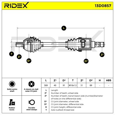 Półoś Napędowa RIDEX 13D0857 13D0857 - foto 7