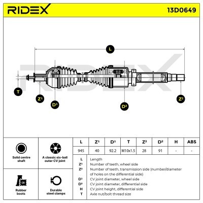Półoś Napędowa RIDEX 13D0649 13D0649 - foto 5