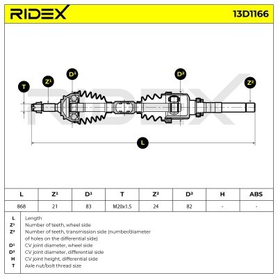 Półoś Napędowa RIDEX 13D1166 13D1166 - foto 7