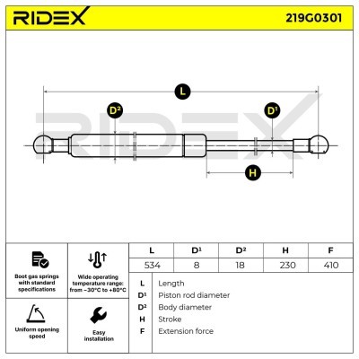 Amortyzator Pokrywy Bagażnika RIDEX 219G0301 219G0301 - foto 7