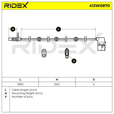 Czujnik ABS RIDEX 412W0870 412W0870 - foto 6