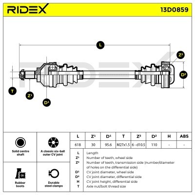 Półoś Napędowa RIDEX 13D0859 13D0859 - foto 5