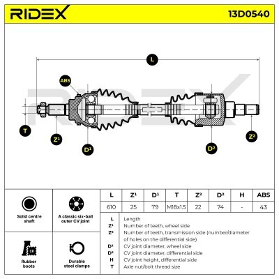 Półoś Napędowa RIDEX 13D0540 13D0540 - foto 7