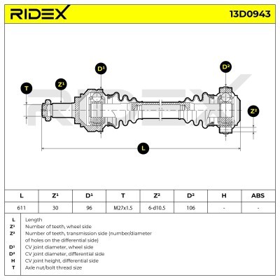Półoś Napędowa RIDEX 13D0943 13D0943 - foto 7
