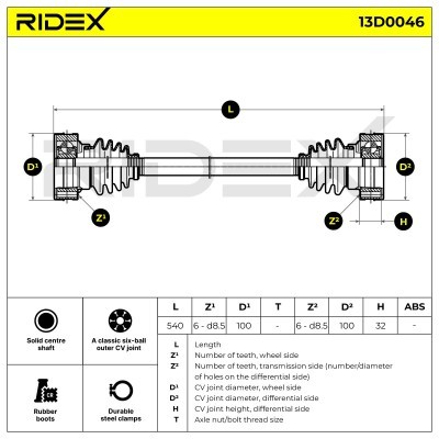 Półoś Napędowa RIDEX 13D0046 13D0046 - foto 6