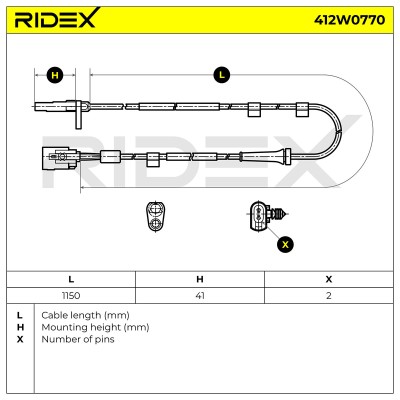 Czujnik ABS RIDEX 412W0770 412W0770 - foto 6