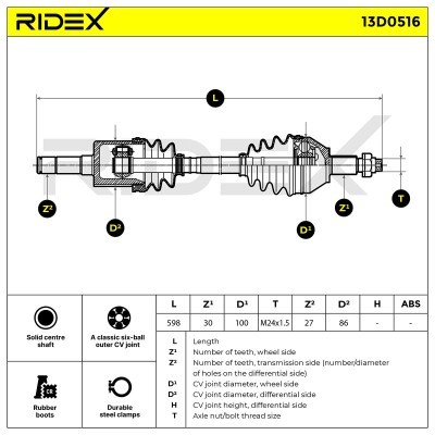 Półoś Napędowa RIDEX 13D0516 13D0516 - foto 11
