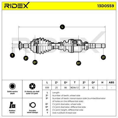 Półoś Napędowa RIDEX 13D0559 13D0559 - foto 8
