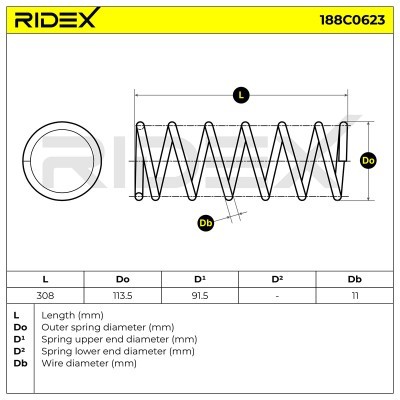 Sprężyna Zawieszenia RIDEX 188C0623 188C0623 - foto 5