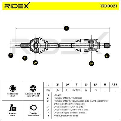 Półoś Napędowa RIDEX 13D0021 13D0021 - foto 8