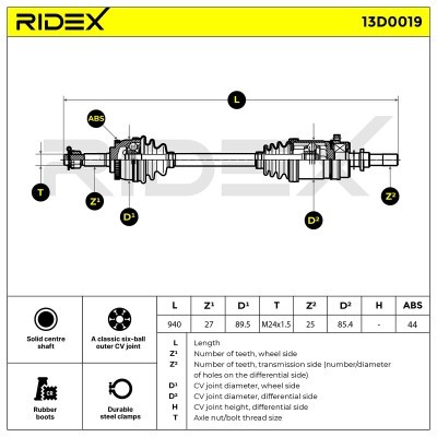 Półoś Napędowa RIDEX 13D0019 13D0019 - foto 6