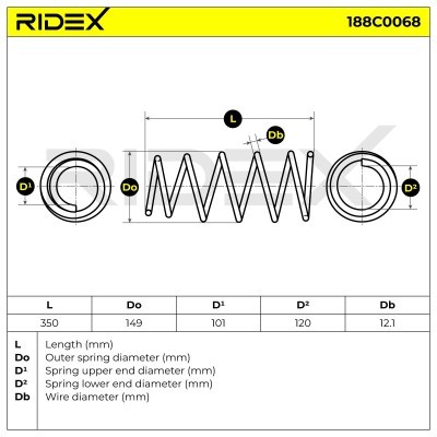 Sprężyna Zawieszenia RIDEX 188C0068 188C0068 - foto 7