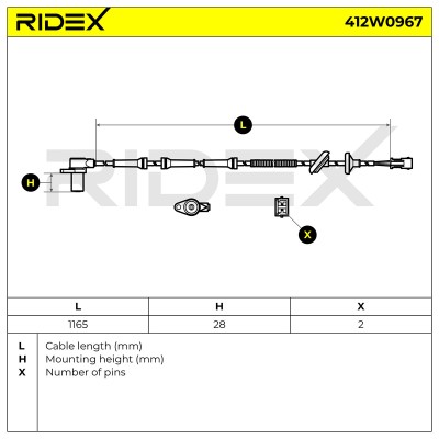 Czujnik ABS RIDEX 412W0967 412W0967 - foto 6