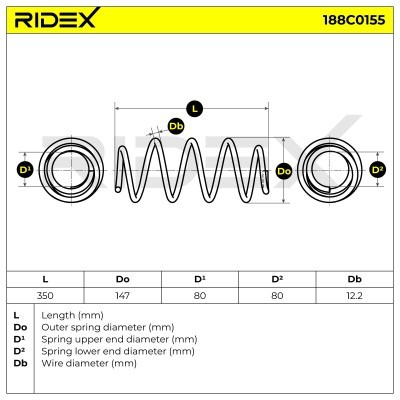 Sprężyna Zawieszenia RIDEX 188C0155 188C0155 - foto 5