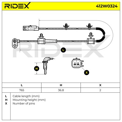 Czujnik ABS RIDEX 412W0324 412W0324 - foto 6