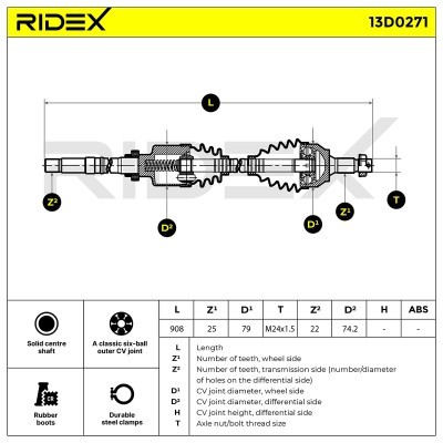 Półoś Napędowa RIDEX 13D0271 13D0271 - foto 7