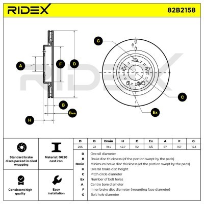 Tarcza hamulcowa RIDEX 82B2158 82B2158 - foto 6