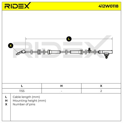 Czujnik ABS RIDEX 412W0118 412W0118 - foto 5
