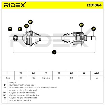 Półoś Napędowa RIDEX 13D1064 13D1064 - foto 7