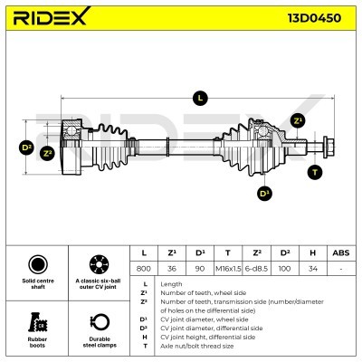 Półoś Napędowa RIDEX 13D0450 13D0450 - foto 7
