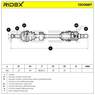 Półoś Napędowa RIDEX 13D0887 13D0887 - foto 7
