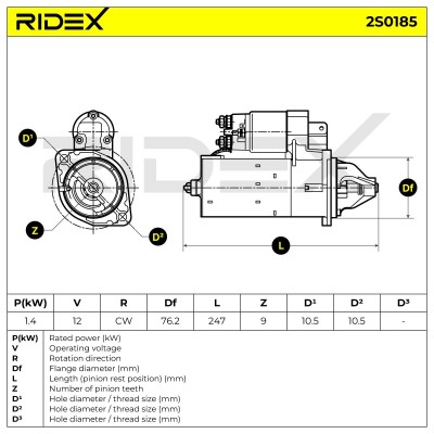 Rozrusznik RIDEX 2S0185 2S0185 - foto 6