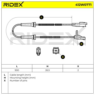 Czujnik ABS RIDEX 412W0771 412W0771 - foto 6