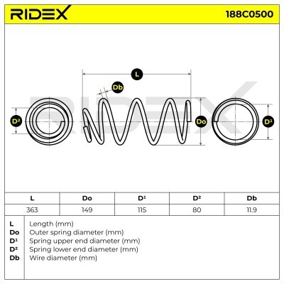 Sprężyna Zawieszenia RIDEX 188C0500 188C0500 - foto 4